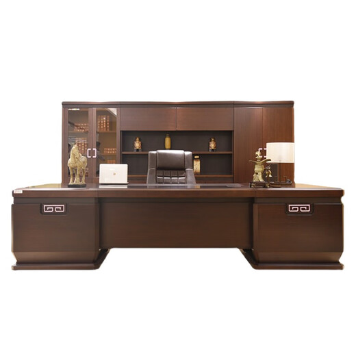 TONGTA light luxury simple modern new Chinese style high-end boss table solid wood president table new chairman Chinese style executive desk general manager office desk and chair furniture combination 2.0m desk