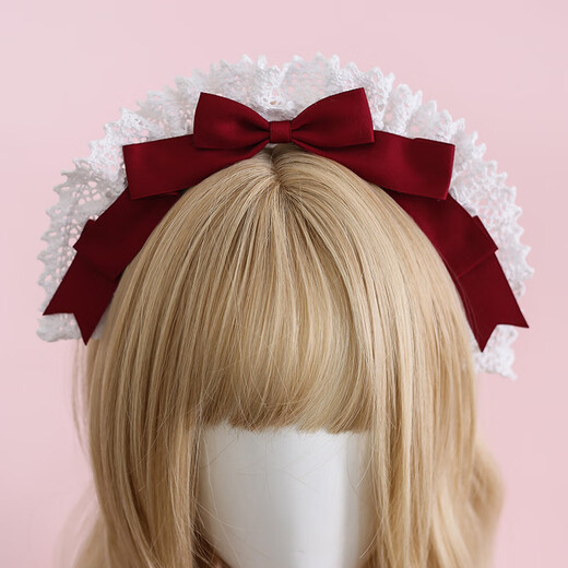 WEISHINI handmade cute Lolita hair accessories lo girl coffee maid KC headband lace bow headband decoration black