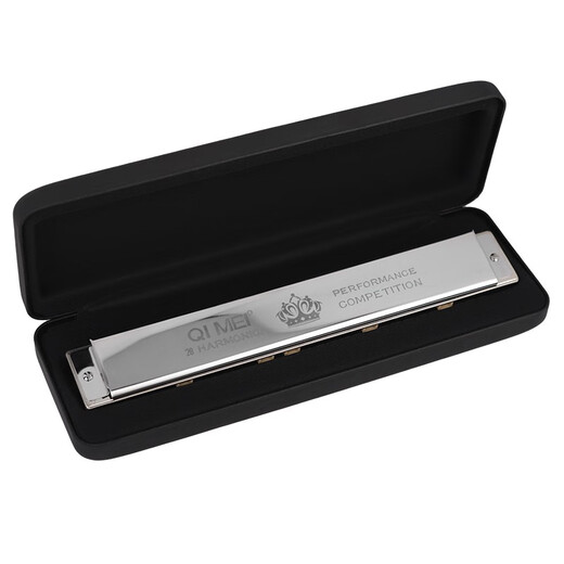 Qimei Harmonica Adult 28 лунка шириной черный Bull King играет на гармонике 28 лунок C -тоновая полифоническая - стримерное серебро