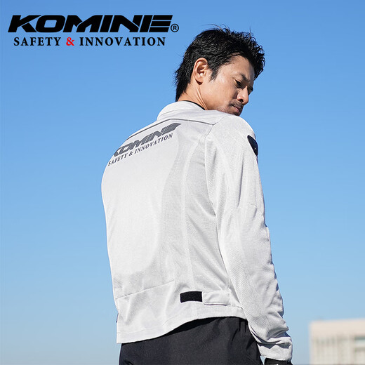
KOMINE SAFETY/INNOVATION Summer full mesh knight jacket light weight anti-fall minimalist style motorcycle riding suit men and women JK-171 Silver 2XL