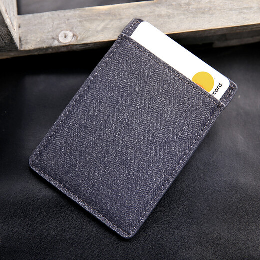 Vanlord men's card holder ultra-thin simple compact card holder mini handmade Korean denim card holder blue
