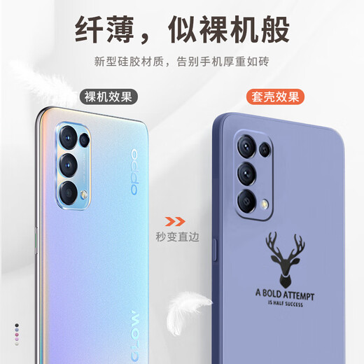[with tempered film] Taras is suitable for opporeno5 mobile phone case universal Reno5k 5G full-inclusive liquid silicone soft shell anti-fall protective case reno5/5k [universal] Lavender gray [with tempered film]