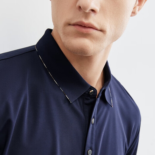 Qipai men's short-sleeved polo shirt business casual high elastic seamless collar polo shirt for young and middle-aged people