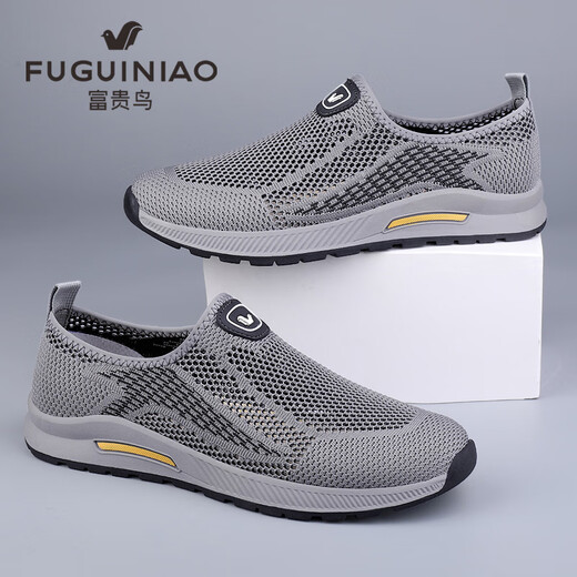 富贵鸟富贵鸟网面鞋男夏季透气轻便中老年运动休闲鞋老北京布鞋爸爸鞋子 灰色 玉林FG688 41