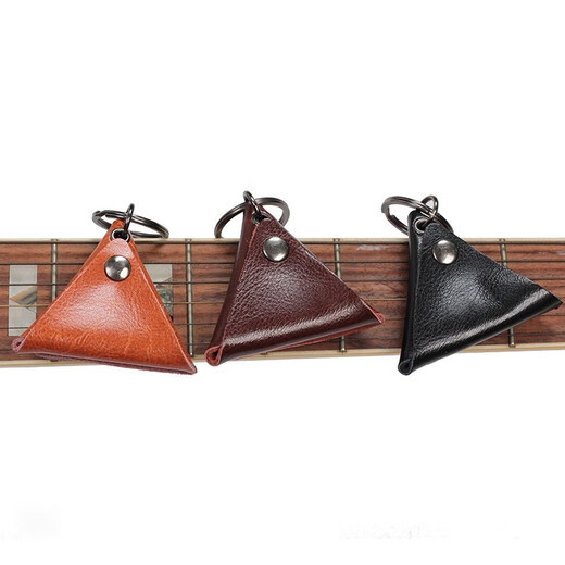 Ein zweiter Leder -Pick -Tasche Pick -Clip -Clips der Gitarre Ukulele Slordnel Pick Storage Box E -Gitarren -Musikinstrumentenzubehör dunkelbraune Picketasche + Buchenholz Massivholz Gitarrenständer