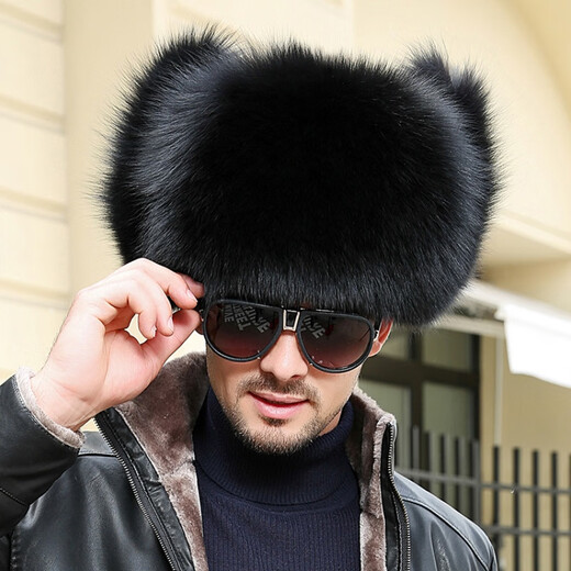 Princess Mink Leifeng Hat Men's Raccoon Fur Fox Fur Northeast Winter Middle-aged and Elderly Warm Thickened Fur Hat Winter Ear Protection Raccoon True Color M (56-58cm)