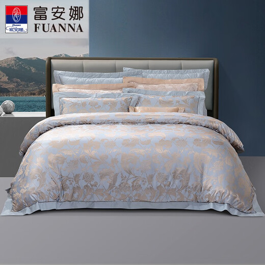 Fuanna Home Textiles Bed четырехсективные набор высококлассных жаккардовых двойных роскошных подарочных постельных принадлежностей [Европейская легкая роскошная жаккарда] Watts 1,8-метровая лист (Quin Cover 230*229 см)