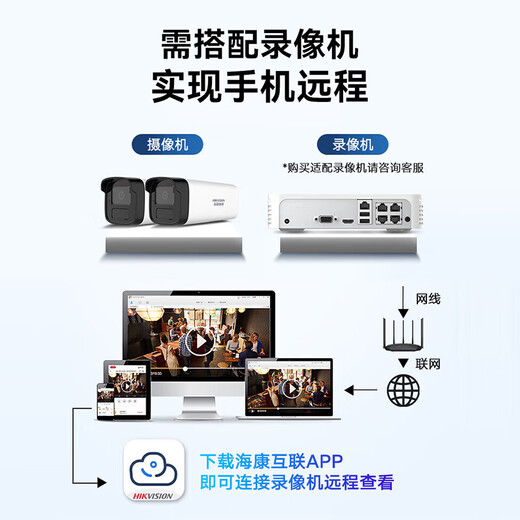 海康威视监控摄像头 poe供电 网络高清全彩夜视手机远程 语音对讲室内户外 400万全彩语音对讲【K24H-LT】 4mm