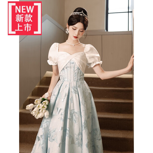 爱夸猫（AIKUAMAO）成人礼服女18嵗礼服高级感蓝色晚礼服女高端轻奢小众成人礼感主持 图色 S