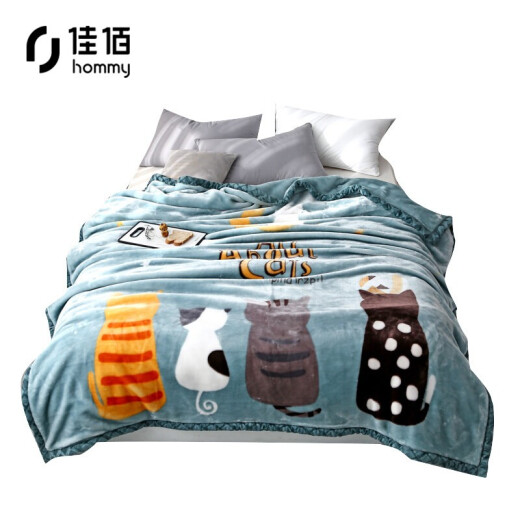 Jiabai Blanket Raschel Blanket Thickened Double-layer Velvet Blanket Thick Single and Double Warm Nap Blanket Student Dormitory Cat Paradise 1.5 meters 3.6 Jin [Jin equals 0.5 kg]