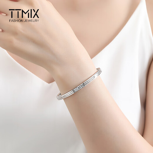 TTMIX Explosive Platinum Bracelet Women's pt950 Platinum Bracelet Concubine Bracelet Authentic Oval Concealed Buckle Bracelet 60mm Weight 18.19g Width 4.5mm
