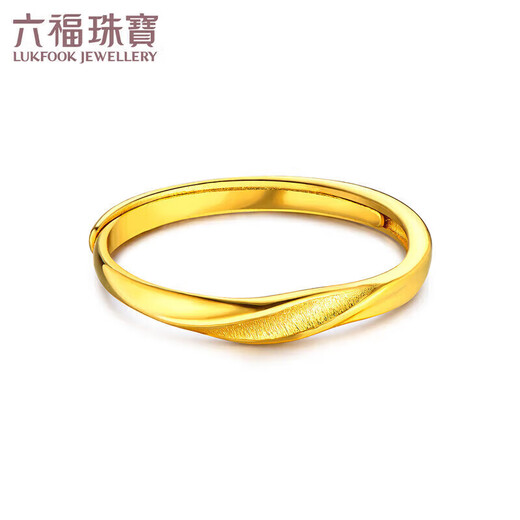 Liufu Jewelry, Gold Glitter Twist Texture Gold Ring Solid Living Ring Priced F96TBGR0006, About 1.91g
