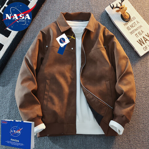 NASADKGM down jacket men's winter white duck down anti-cold winter wear warm new top trendy brand workwear stand-up collar leather jacket men black gray (not pure black) XL