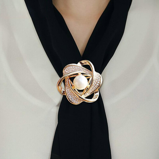 Xiaose silk scarf buckle high-end brooch waist knotted clothes hem pin silk scarf dual-purpose corsage birthday gift flower scarf button XZ0174