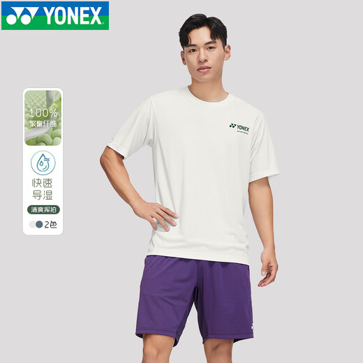 YONEX尤尼克斯yy羽毛球服2025新款舒适男女环保系运动T恤球服短袖上衣 16833-456【冰米色】男款运动T恤 XL =O