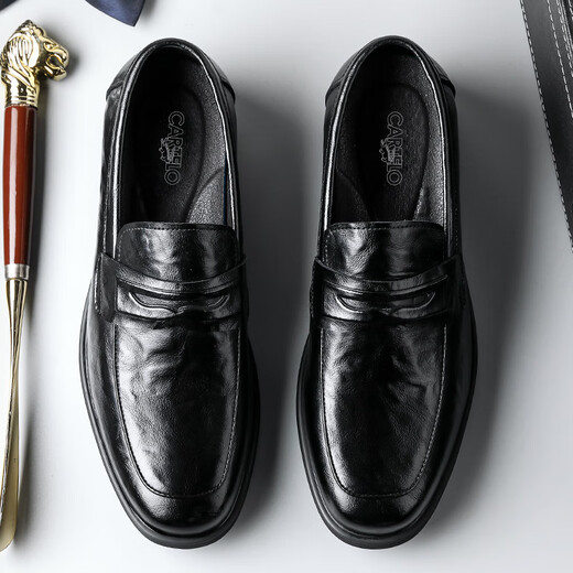 
CARTELO men's leather shoes soft sole foot cover business casual shoes loafers breathable one-foot leather shoes men 9906 black 43