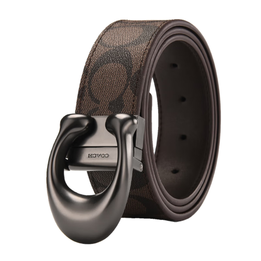 Coach masculin section authentique cuir large version Business noir imprimé lettre de courroie boucle boucle noire pistolet imprimé couleur boucle + pistolet couleur grande boucle c 120cm