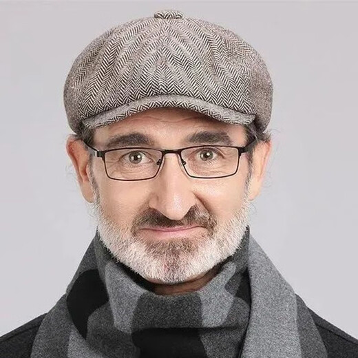 QUEENJOY octagonal hat men's British autumn and winter literary retro painter hat Japanese newsboy hat casual versatile beret dark gray