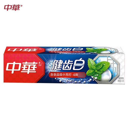 中华健齿白清新薄荷味牙膏刷牙去牙渍清新口气添加小苏打成分氟钙配方 90g*1只