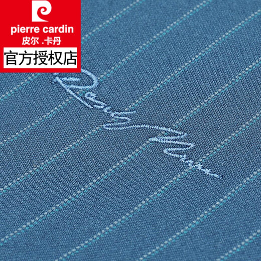 Pierre Cardin Simple Men's Autumn and Winter New Warm Shirt Men's Thickened Middle-aged Striped Velvet Shirt Business F5007 Blue XL 175/40