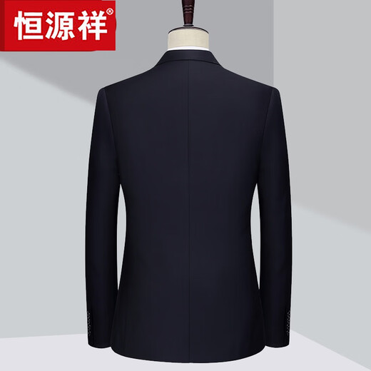 Hengyuanxiang Wool Suit Middle-aged and Old Men's Suit Suit Dad Suit Wedding Banquet Father's Jacket Navy Blue 2 Buttons No Vent 160/80A Suitable for 90-100Jin Jin equals 0.5 kg