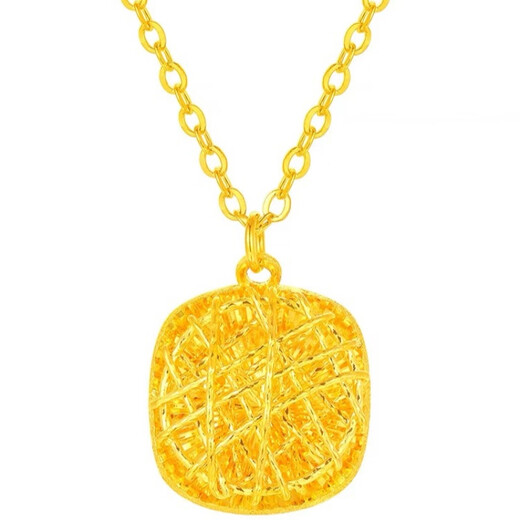 Fat Donglai's same style 18K gold sugar cube pendant 24k gold small necklace for women gold 999 pack silver burst gold small sugar cube necklace