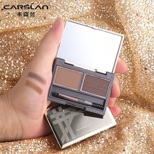 Carslan Women's Eyebrow Powder Waterproof and Sweatproof Brush Two-Color Beginner's Eyebrow Pencil Does Not Fade, is Natural, Long-Lasting, and Not Easy to Smudge 01# Warm Tea (Light Brown + Dark Brown)
