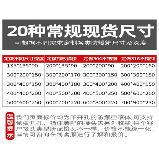 先明(500*600*200)防爆配电箱接线箱不锈钢防爆箱空箱检修插座箱监控仪表控制柜剪板C1098