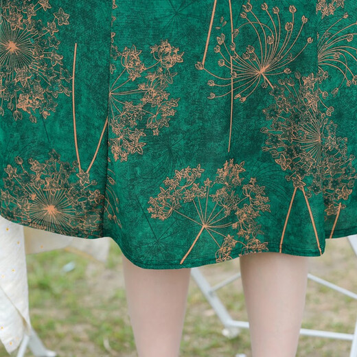 
Fuxi Mama Summer New Dress Imitation Silk Cheongsam Fashionable and Noble Middle-aged and Elderly Women's Summer Temperament Large Size Skirt 698 Red 6XL Recommended 160 Jin [Jin equals 0.5 kg] or above graceful and luxurious