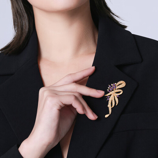 Chakra flower corsage brooch, high-end women's brand temperament, anti-exposure suit accessories, Mother's Day gift for mom, white gold