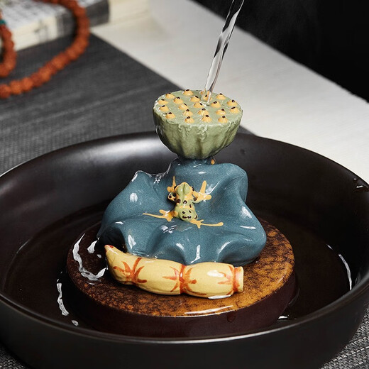 Fuyaji tea pet ornaments Yixing purple sand fully handmade boutique frog lotus seed lid holder tea set accessories