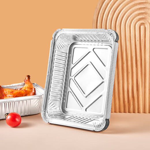 Suncojia BBQ plate, aluminum foil plate, rectangular barbecue plate, picnic box, tinfoil lunch box, 900ml, 25 pieces