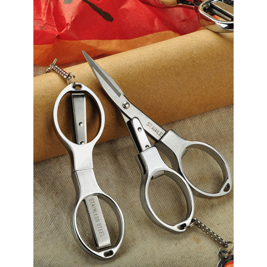 GUIG德国折叠小剪刀便捷式不锈钢大吉随身便携迷你钓鱼家用号线头旅行 (旅行剪圆头+尖头)