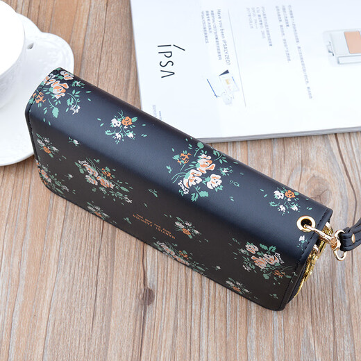 2022 NUEVA billetera para mujeres Embrague de doble cremallera para mujeres Bolsa de teléfono móvil de billetera de doble capa impresa de gran capacidad