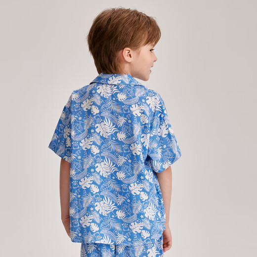 PawinPaw holiday style cartoon bear children's clothing summer new boys full-print children's short-sleeved shirt Blue blue/50 120 cm