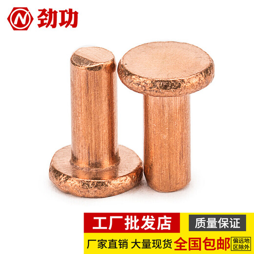 Jinggong copper rivets, copper flat head solid rivets, copper rivets, flat head percussion rivets GB109 M2-M8 3*5 (50 pcs)