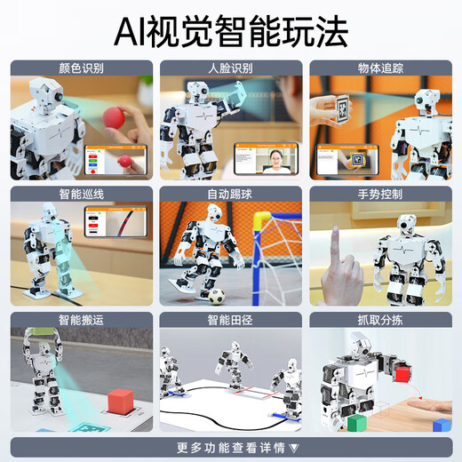 幻尔 树莓派5/4B仿生人形机器人TonyPi智能AI大模型视觉识别抓取语音交互Python编程具身智能机器人 专业开发版+铝箱 树莓派5/4G