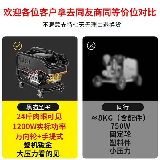 Black Cat Shengjiang high-pressure car wash machine household 220v high-pressure car wash water gun high-power car wash machine courtyard cleaning car wash artifact