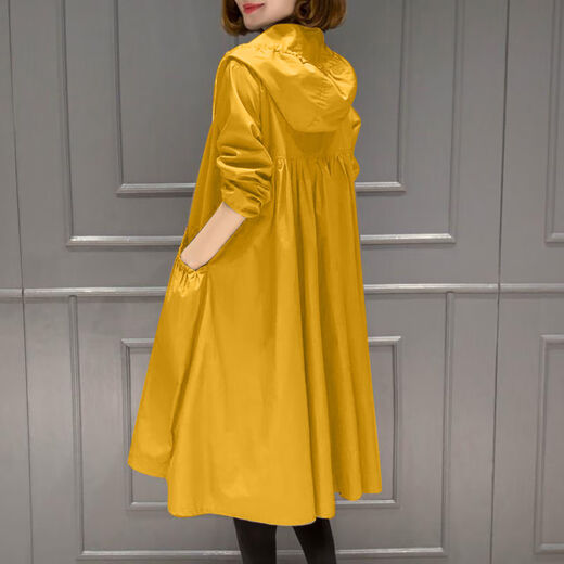 
FSHE2025 new spring and autumn Korean mid-length over-knee thin windbreaker jacket for women loose and slim with lining jacket Red high-quality A 2XL