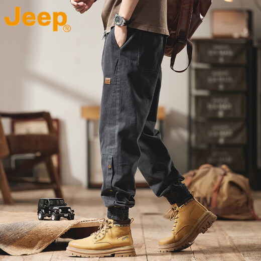 吉普（JEEP）潮流美式工装裤男款2025新款春季款宽松高端百搭哈伦休闲束脚裤子