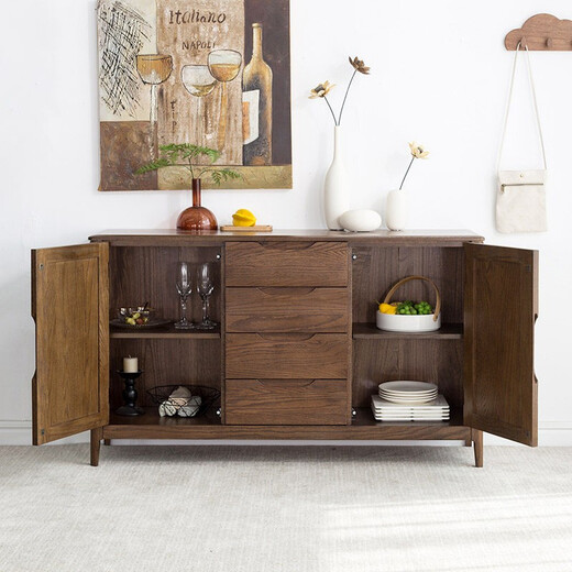 Womu sideboard American solid wood cupboard new Chinese restaurant cabinet modern sideboard restaurant storage cabinet sideboard (walnut color) [FS-1105]