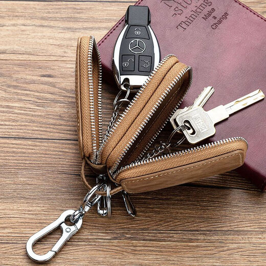 
Wanyu Key Pack Key Pack for Men and Women Multifunctional Large Capacity General Car Key Pack for Fashion Double-layer Waist Hanging Key Brown