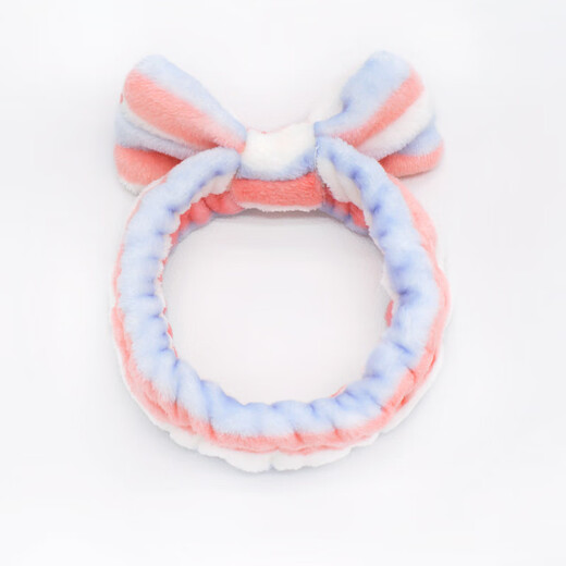 Meifuren Internet celebrity face wash headband Korean winter ladies wide-brimmed face wash headband bow headband hair accessories headdress New Year gift Year of the Tiger FD51 blue, white and pink stripes
