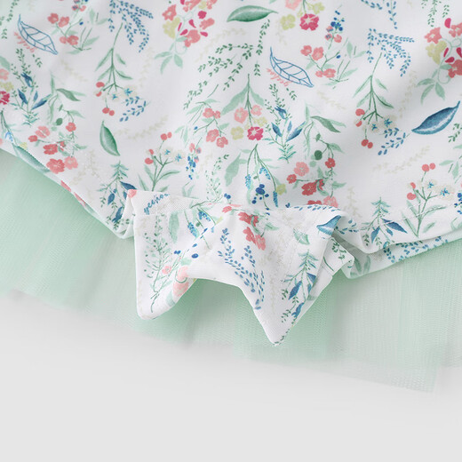 Ying's children's swimsuit short-sleeved one-piece hot spring swimsuit for boys and girls summer sun protection swimsuit UPF50+ girls - light vanilla green - one-piece skirt 100 cm