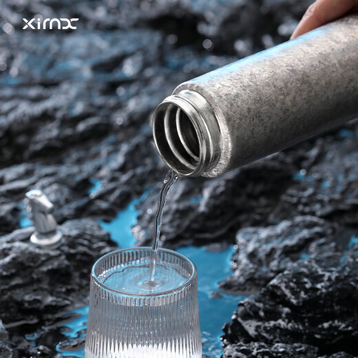 XIMX 希么希XIMX纯钛保温杯男女士水杯便携双层钛杯礼盒送礼茶杯刻字定制400m 冰花银 400ml