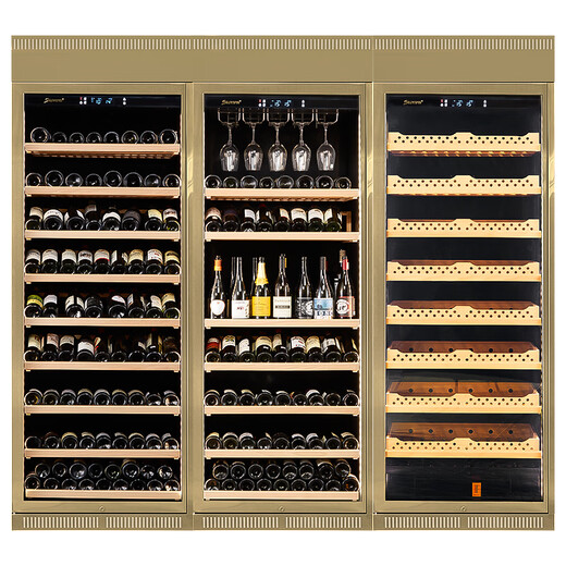 SILIWERE/SILIWERE red wine cabinet, constant temperature wine cabinet, custom wine cabinet, large wine cabinet, double door wine cabinet, custom wine cabinet, width 2400, depth 450, height 2200 champagne gold 750L exclusive version