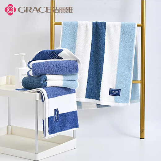 Jie Liya (grace) 2 thick cotton towels for men, cotton, adult, face and bath, soft, absorbent and lint-free, household 9231 green + pink (2 packs)