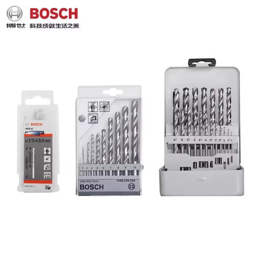 Bosch twist drill bit set 1-10mm metalworking drill bit woodworking drill bit high-strength steel plate straight handle drill bit self-centering high-speed steel grinding 19-piece set