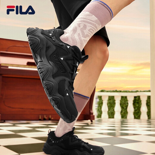 FILA 斐乐猫爪鞋4代男鞋复古老爹鞋时尚休闲运动鞋透气厚底鞋猫爪6 黑-BK （猫爪4） 42