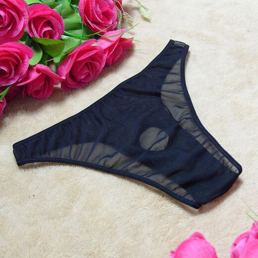 ZKHE men's fun underwear sexy loophole bundled thong T-pants easy to enter and exit pants 60Jin[Jin equals 0.5 kg] couple's sexy underwear triangle with hole black
